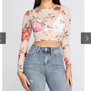 Floral Mesh Crop Top